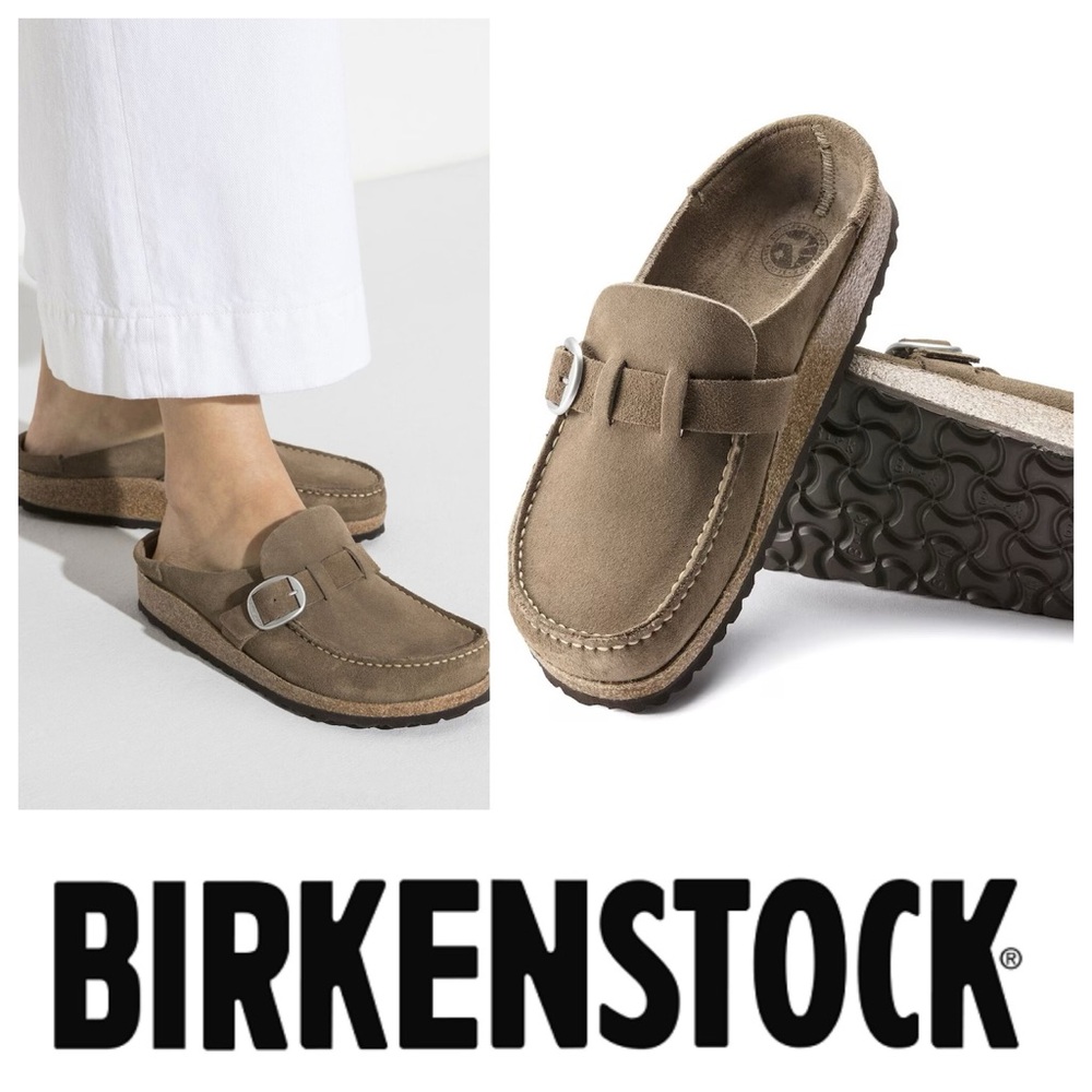 NWT/NWOB Birkenstock Buckley Style Suede in Taupe